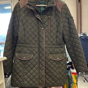 Lauren Ralph Lauren Quilted Utility Jacket in Green and Brown